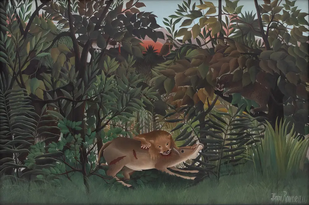 Henri Rousseau — The Hungry Lion Throws Itself on the Antelope — Henri Rousseau