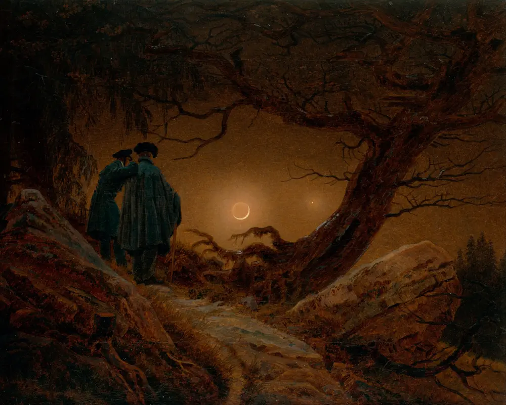 Two men contemplating the Moon — Caspar David Friedrich