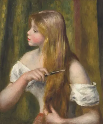 Young Girl Combing Her Hair — Pierre-Auguste Renoir