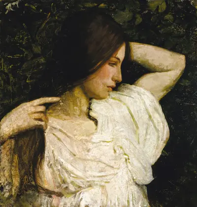 Girl Arranging Her Hair — Abbott Handerson Thayer