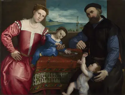 Portrait of Giovanni della Volta with his Wife and Children — Lorenzo Lotto