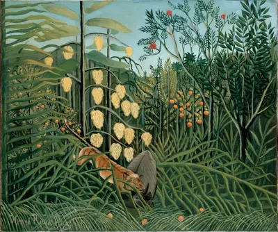 Struggle between Tiger and Bull — Henri Rousseau