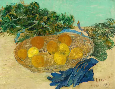 Still Life of Oranges and Lemons with Blue Gloves — Vincent van Gogh