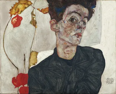 Selbstbildnis mit Lampionfrüchten — Egon Schiele