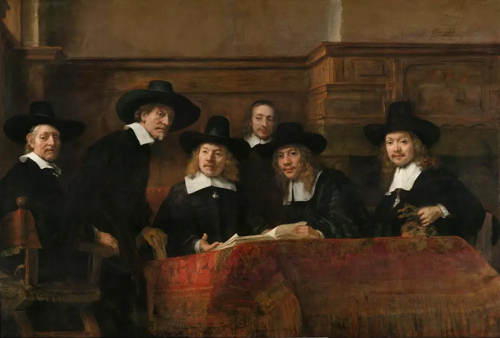 The Sampling Officials of the Amsterdam Drapers’ Guild, known as ‘The Syndics’ — Rembrandt van Rijn