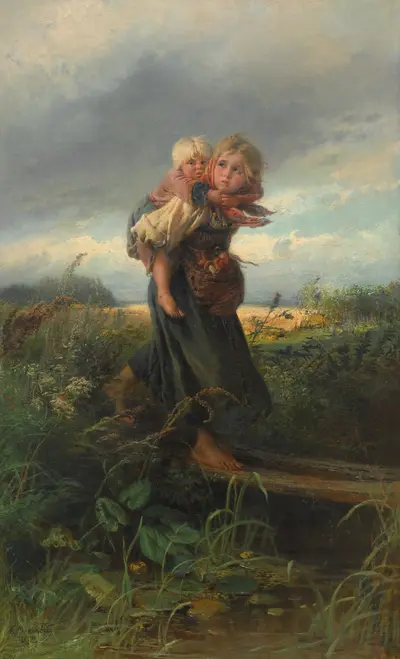 Children running from a thunderstorm — Konstantin Makovsky