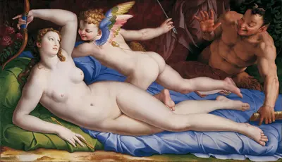 Venus, Cupido and Satyr — Agnolo Bronzino
