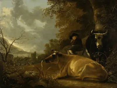 Landscape with cows and young herdsman. — Aelbert Cuyp (Dutch, 1620-1691)