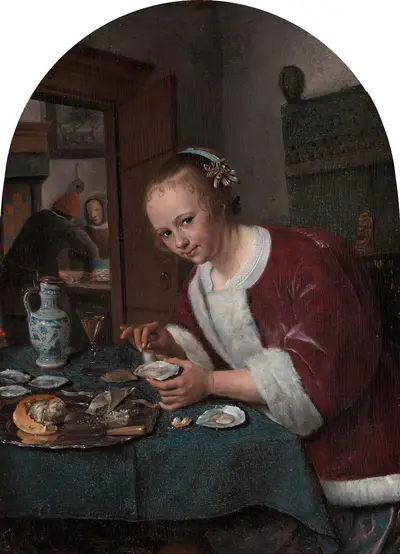 Girl eating oysters — Jan Steen
