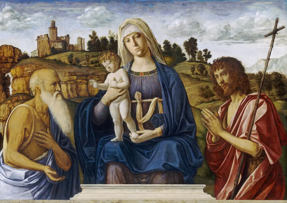 Madonna with child, Saint Jerome, and Saint John the Baptist — Giovanni Battista Cima da Conegliano