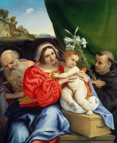Virgin and Child with Saints Jerome and Nicholas of Tolentino — Lorenzo Lotto