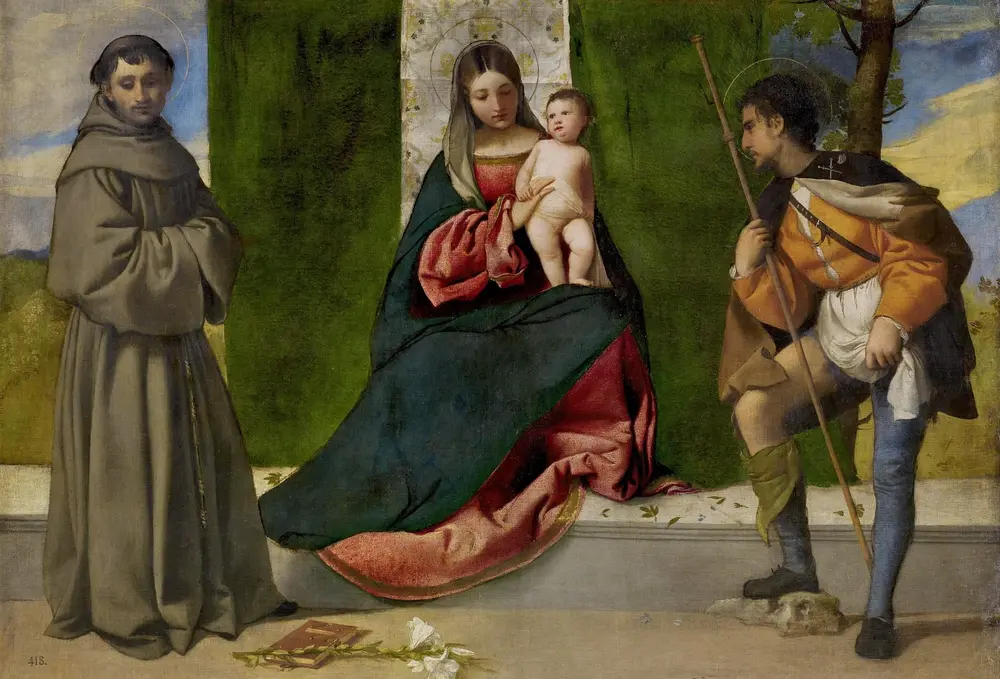 The Virgin and Child between Saint Anthony of Padua and Saint Roch — Titian