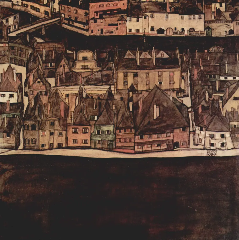 The small town II (View from Bohemian Krumlov) — Egon Schiele