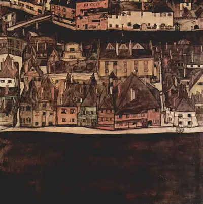 The small town II (View from Bohemian Krumlov) — Egon Schiele