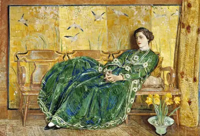 April : (The Green Gown) — Childe Hassam
